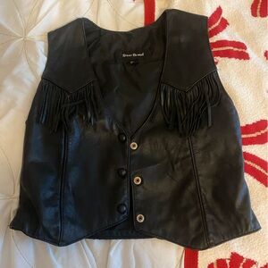 Steer brand Black Leather Fringe Vest